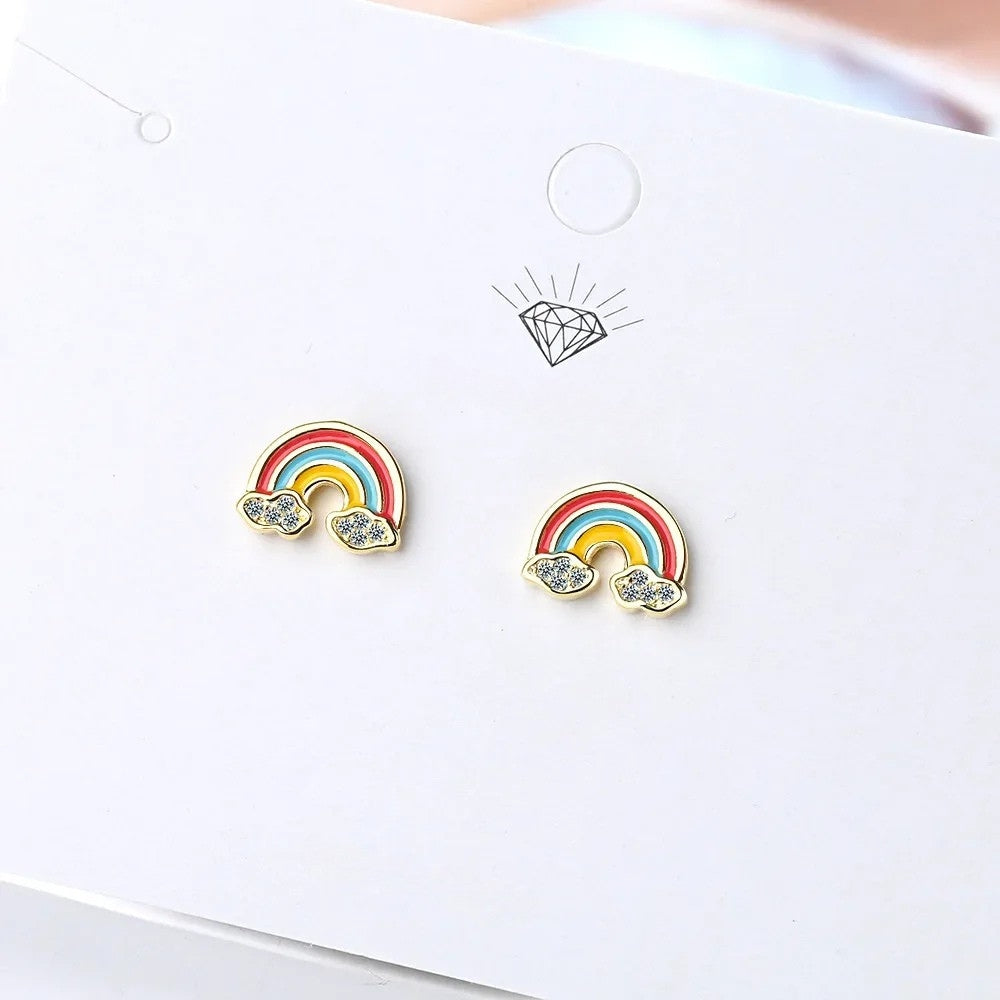 Boucles d’oreilles arc en ciel pour petite fille