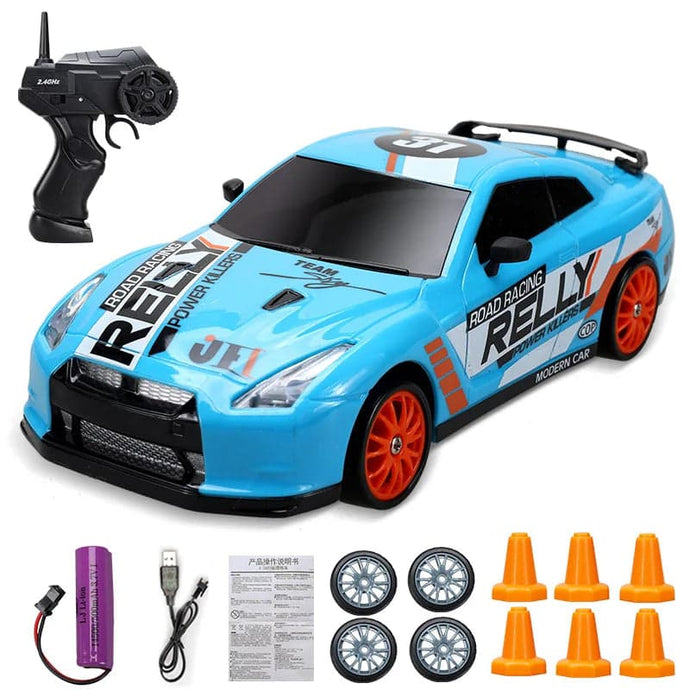 Voiture de course RC bleu ciel GTR 1:24