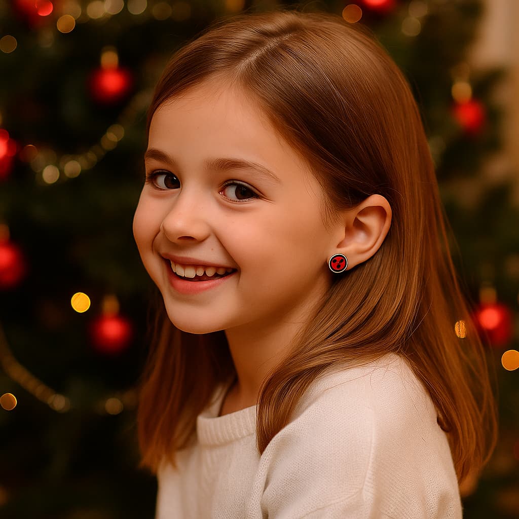 Boucle d’oreille à clip fille à motif Ladybug