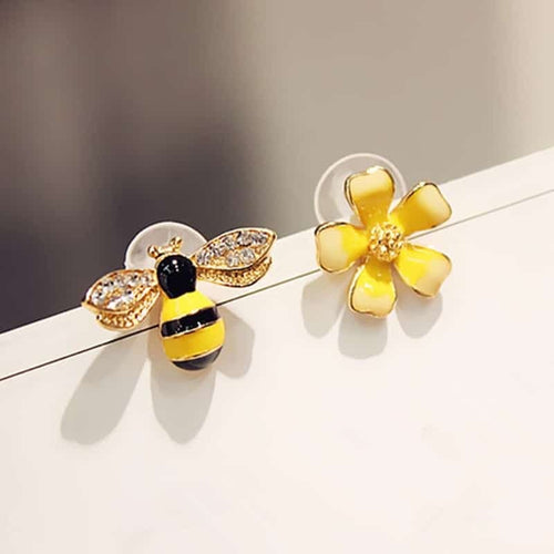Boucles d’oreilles en forme d’abeille et fleur pour fille