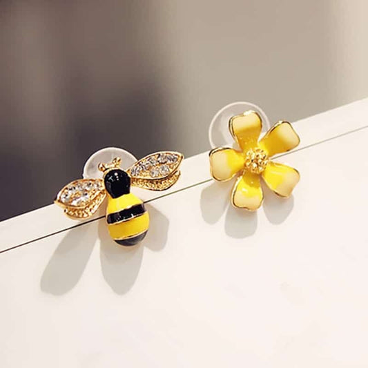 Boucles d’oreilles en forme d’abeille et fleur pour fille