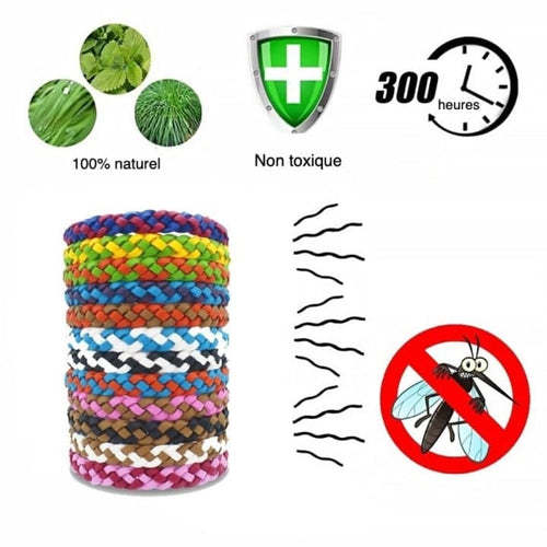 Lot de 12 bracelets anti-moustiques pour enfant