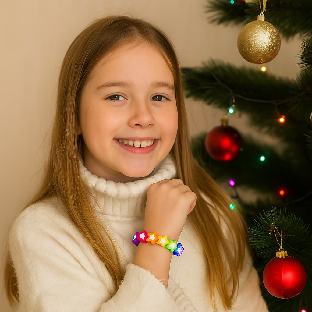Bracelet multicolore en forme d’étoile et de coeur