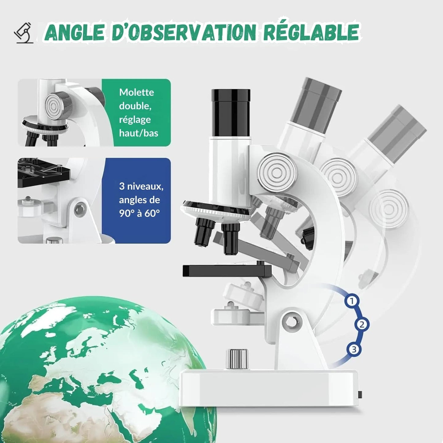 Microscope éducatif HD 100 à 4800x pour enfant